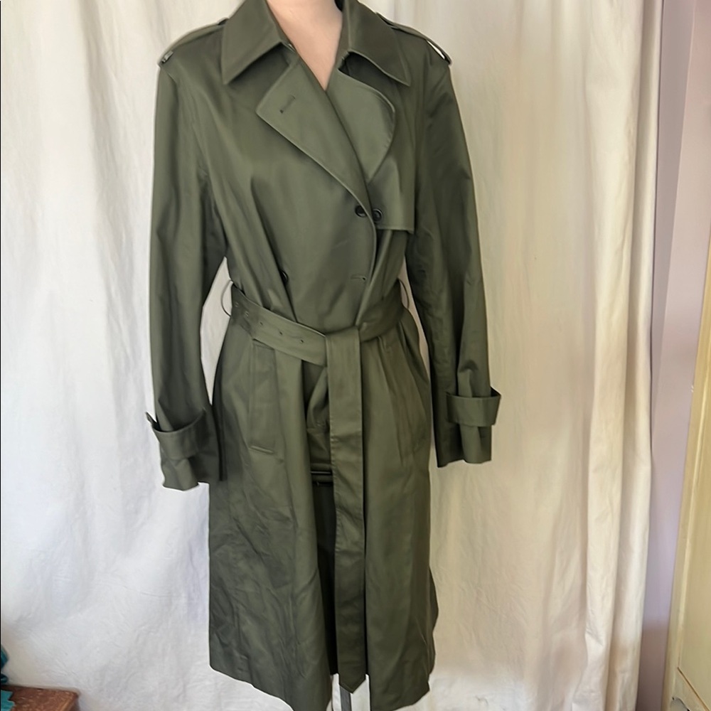 Uniqlo Green Olive  Trench Coat with Classic Military Styling L